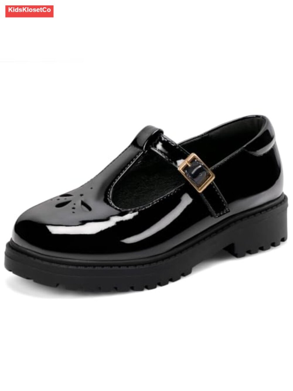 Girls T-Strap Buckle School Shoes Round Toe Platform Flats